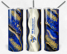 Load image into Gallery viewer, Blue and Gold Milky Way with Stained Glass Border Blank