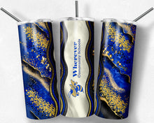 Load image into Gallery viewer, Blue and Gold Milky Way with Stained Glass Border Blank