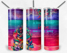 Load image into Gallery viewer, A Book a Day Keeps Reality Away on Bright Rainbow Wood with Floral Books