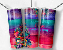 Load image into Gallery viewer, A Book a Day Keeps Reality Away on Bright Rainbow Wood with Floral Books