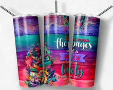 Load image into Gallery viewer, Between the Pages of a Book is a Lovely Place to Be on Bright Rainbow Wood with Floral Books
