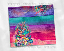 Load image into Gallery viewer, Bright Rainbow Wood and Floral Books Blank