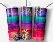 Load image into Gallery viewer, Bright Rainbow Wood and Florals Blank