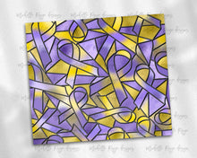 Load image into Gallery viewer, Purple and Gold Ribbon Cancer Awareness Stained Glass