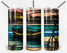 Load image into Gallery viewer, Sunset Canoe Stained Glass