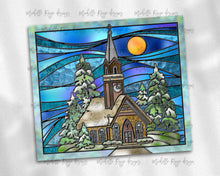 Load image into Gallery viewer, Church Winter Scene Stained Glass