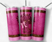 Load image into Gallery viewer, Tooled  Leather Cowgirl Hot Pink, Light Pink Boot with Bow
