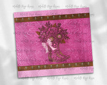 Load image into Gallery viewer, Tooled  Leather Cowgirl Hot Pink, Light Pink Boot with Bow