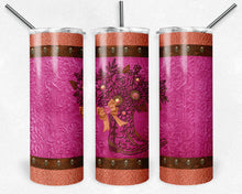 Load image into Gallery viewer, Tooled  Leather Cowgirl Hot Pink, Orange Boot with Bow