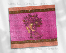 Load image into Gallery viewer, Tooled  Leather Cowgirl Hot Pink, Orange Boot with Bow