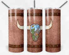 Load image into Gallery viewer, Cow Skull on Tooled Leather