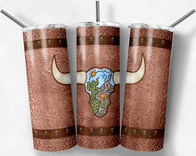 Load image into Gallery viewer, Cow Skull on Tooled Leather
