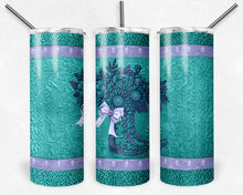 Load image into Gallery viewer, Tooled  Leather Cowgirl Teal Violet Boot with Bow