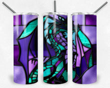 Load image into Gallery viewer, Purple and Teal Dragon Stained Glass