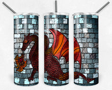 Load image into Gallery viewer, Red Orange Dragon Stained Glass