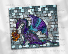 Load image into Gallery viewer, Teal  Purple Dragon Stained Glass