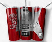 Load image into Gallery viewer, Red Guitar I Might Look Like I'm Listening
