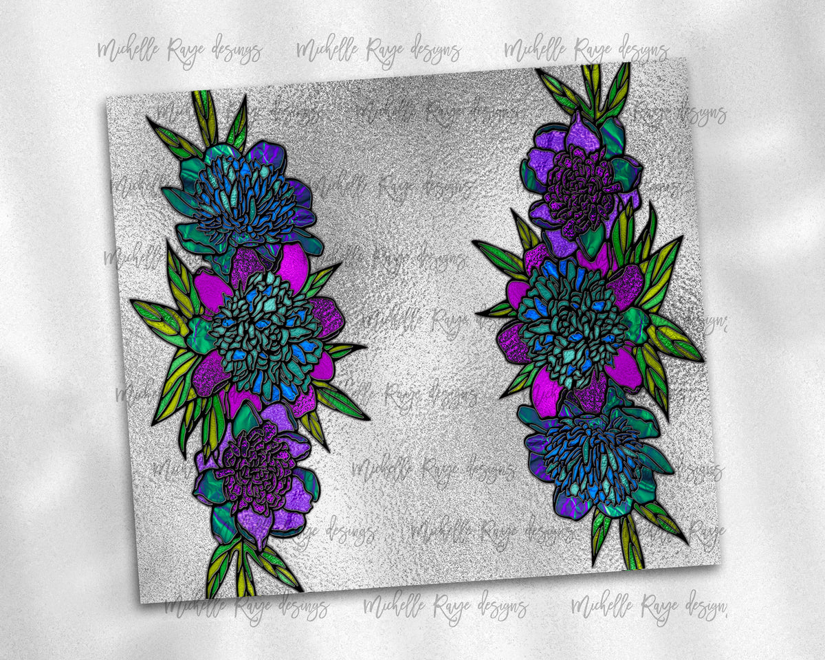 Stained Glass Floral Border Blank Michelle Raye Designs