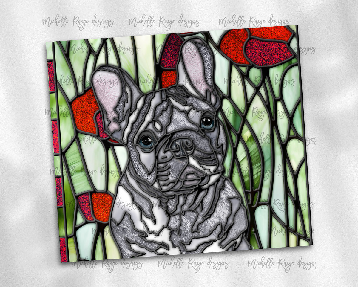 French Bulldog Blue Merle with Blue Eyes Dog Stained Glass