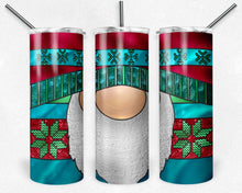 Load image into Gallery viewer, Red, Teal, and Green Snowflake Sweater Gnome Stained Glass