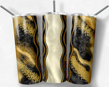 Load image into Gallery viewer, Gold and Black Milky Way with Stained Glass Border Blank