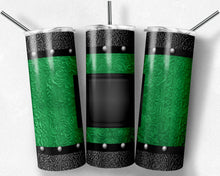 Load image into Gallery viewer, Green and Black Tooled Leather with Blank Label for Monograms