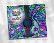 Load image into Gallery viewer, Purple and Teal Guitar Stained Glass, Give Me Jesus and Music