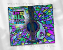 Load image into Gallery viewer, Purple and Teal Guitar Stained Glass, Life is All About the Music