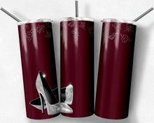 Load image into Gallery viewer, Burgundy and Silver High Heels