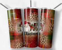 Load image into Gallery viewer, Howdy Christmas Plaid Leopard and Tooled Leather