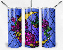 Load image into Gallery viewer, Floral Moon and Hummingbird Stained Glass