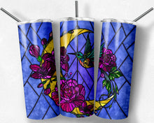 Load image into Gallery viewer, Floral Moon and Hummingbird Stained Glass