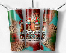 Load image into Gallery viewer, Just a Girl Who Loves Christmas and Gnomes Plaid Leopard and Tooled Leather