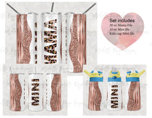 Load image into Gallery viewer, Mama Mini Rose Gold Set  - Kids Flip Cup, 15oz Skinny Tumbler, 20 Oz Skinny Tumbler Design