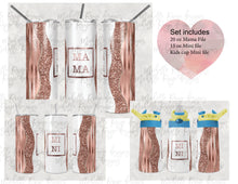 Load image into Gallery viewer, Mama Mini Rose Gold - Kids Flip Cup, 15oz Skinny Tumbler, 20 Oz Skinny Tumbler Design