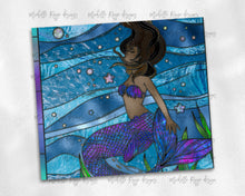 Load image into Gallery viewer, Under the Sea African American Mermaid Stained Glass