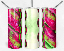 Load image into Gallery viewer, Hot Pink and Lime Green Milky Way and Green Background with Stained Glass Border Blank