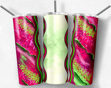 Load image into Gallery viewer, Hot Pink and Lime Green Milky Way and Green Background with Stained Glass Border Blank