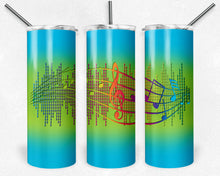 Load image into Gallery viewer, Blue Green and Neon Music Notes Sound Bar