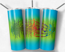 Load image into Gallery viewer, Blue Green and Neon Music Notes Sound Bar