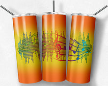 Load image into Gallery viewer, Orange Yellow and Neon Music Notes Sound Bar