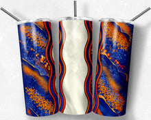 Load image into Gallery viewer, Orange and Blue Milky Way with Stained Glass Border Blank