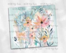 Load image into Gallery viewer, Pastel Teal  Pink Coral watercolor flowers