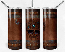 Load image into Gallery viewer, Patina Rust and Leather Skull with Sunglasses female