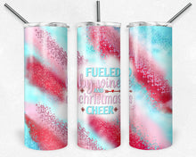 Load image into Gallery viewer, Fueled by Wine and Christmas Cheer on Pink, Teal, and Red Glitter Milky Way