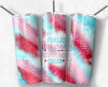 Load image into Gallery viewer, Fueled by Wine and Christmas Cheer on Pink, Teal, and Red Glitter Milky Way