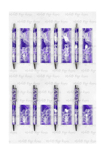2023 Graduation Purple and White Pen Wraps Set 2