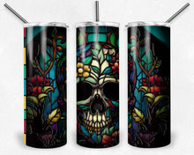 Load image into Gallery viewer, Stained Glass skull with florals