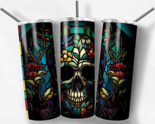 Load image into Gallery viewer, Stained Glass skull with florals