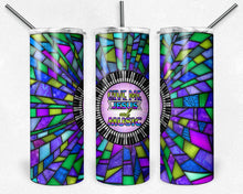 Load image into Gallery viewer, Purple and Teal Piano Keys Stained Glass, Give Me Jesus and Music